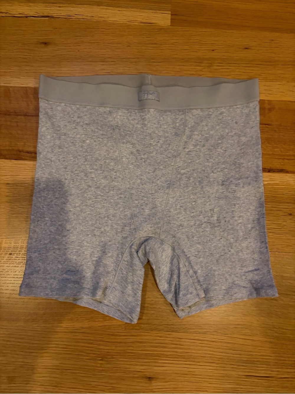 SKIMS Heather Light Gray Cotten Ribbed Boxers